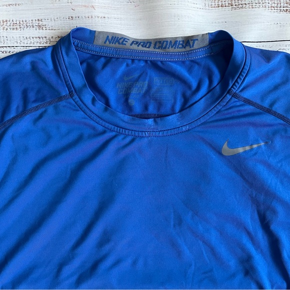 Nike Pro Combat Shirt fitted men’s Lg blue - Picture 7 of 7